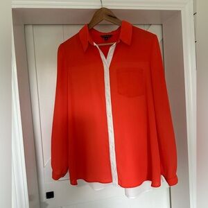 Conrad C collection orange cream button down blouse. Size 8 polyester